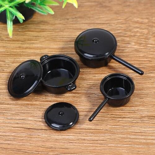 3pcs/set 1/12 Dollhouse Miniature Accessories Mini Soup Pot Simulation Kitchenware Model Toys for Doll House Decor Kids Gift