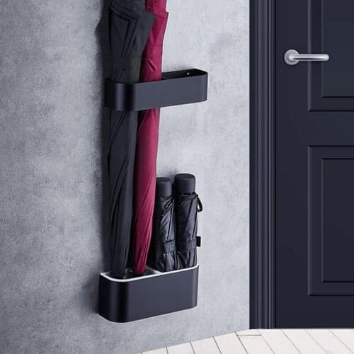 Fashion Aluminum Alloy Umbrella Storage Holder No Punch Waterproof Umbrella Stand Rack Home Hotel Umbrellas Bucket High-Q