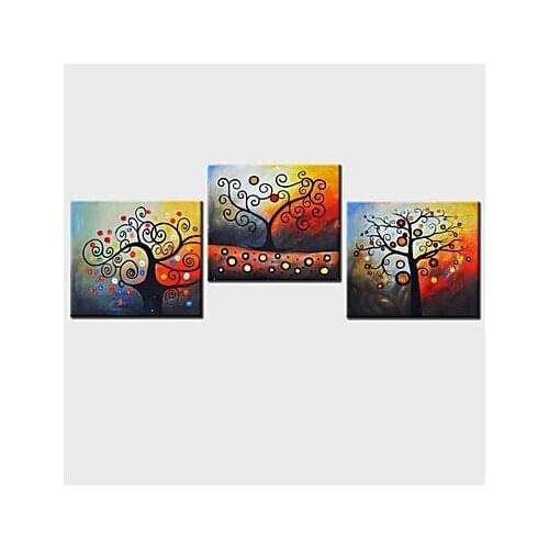 Hand Painted Modern Lucky Tree Floral Canvas Oil Paintings Wall canvas art set of 3 wall Pictures for Living room bedroom