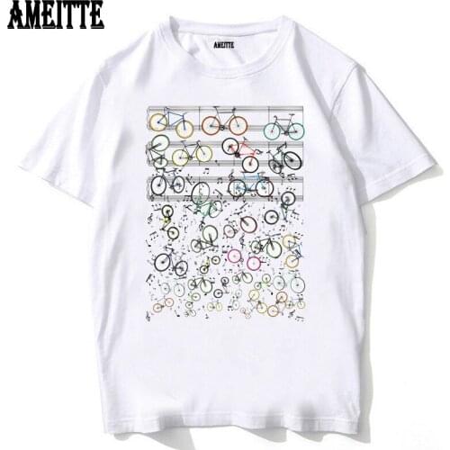 Newest Bicycled Music Design T-Shirt Funny Rain Bikes Singing Print T Shirt Summer Mens White Hipster Cool Tee Tops