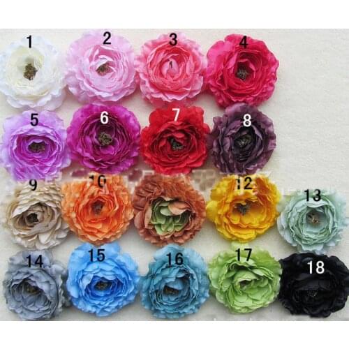 Newest 18 different colours 4 inch Ruffle Ranunculus flowers New design! fashion baby flower girls' Hair bow 100pcs