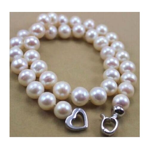 HUGE AAA 9-10 MM NATURAL WHITE SOUTH SEA PEARL NECKLACE 18"