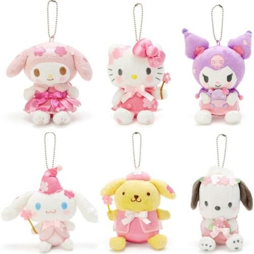 New Cherry blossoms Bunny Rabbit Dog Cat Plush Keychain Small Pandent Kids Stuffed Toys 11CM