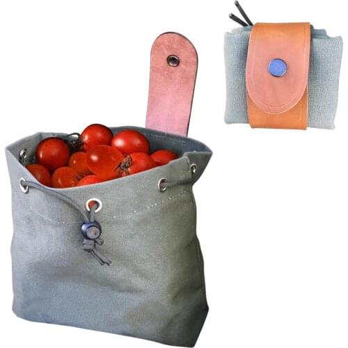 PU Canvas Bushcraft Bag Durable Foraging Pouch For Hiking, Treasures Seashells Harvest Fruit Vegetable Bag Easy Looping Belts