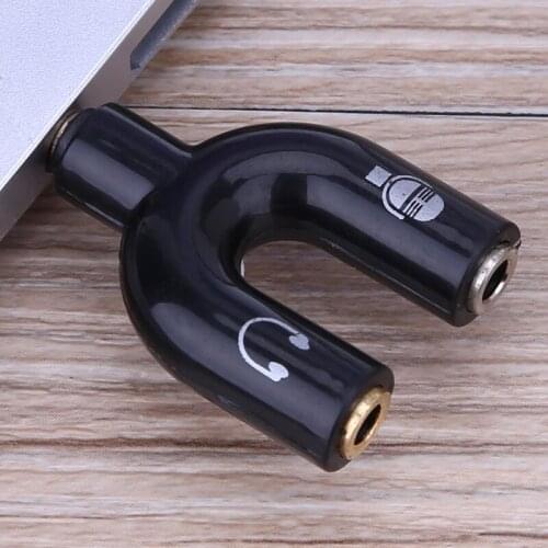 3.5 MM Headphone Plug 2 in 1 Audio Cable Splitter Adapter Dual Microphone Swivel Connector for Smartphone MP3 MP4 Player QBMY
