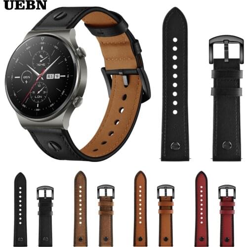 UEBN Cow leather strap for Huawei Watch GT 2 Pro Band for Watch GT 2 42mm 46mm GT 2e & Honor ES Bracelet Watchband