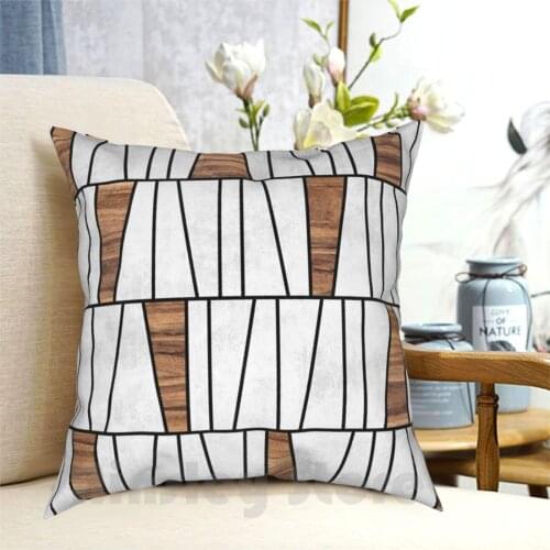 Mid-Century Modern Pattern No.4-Concrete And Wood Pillow Case Printed Home Soft DIY Pillow cover Black And White Unique
