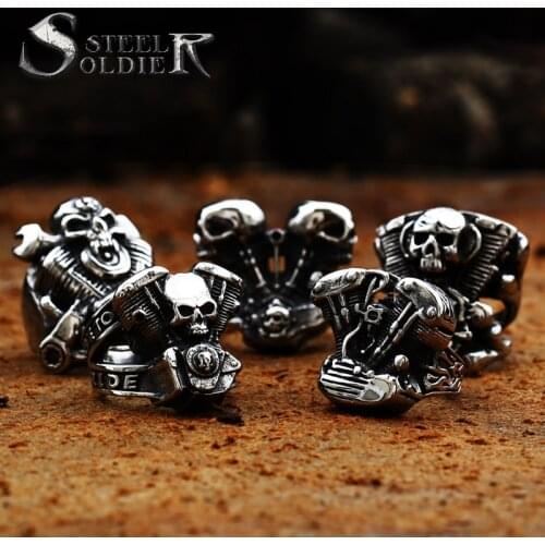 Steel soldier punk niker skull 316L Stainless Steel ring for men fashion Jewelry gift fashion titanium steel jewelry