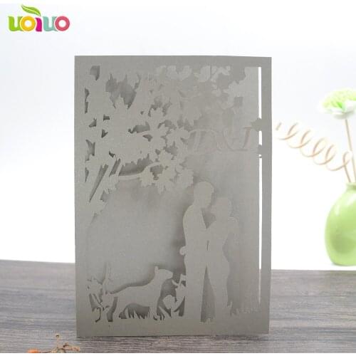 UOIUO happy couple gray laser laser cut wedding invitation card popular sell engagement invitations with cheap price