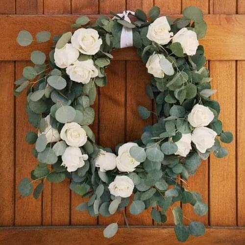 Artificial Leaf Wreath Garland Threshold Home Party Pendant Decor Leaf Design Holiday Ornament Home Decoration Eucalyptus wreath