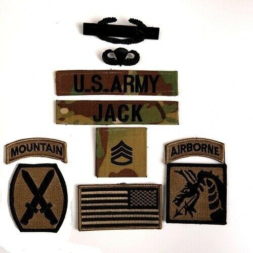 US ARMY 18TH AIRBORNE STAFF SERGEANT RANK INSIGNIA BADGE CP CAMO CAMOUFLAGE PATCH FULL SET 010