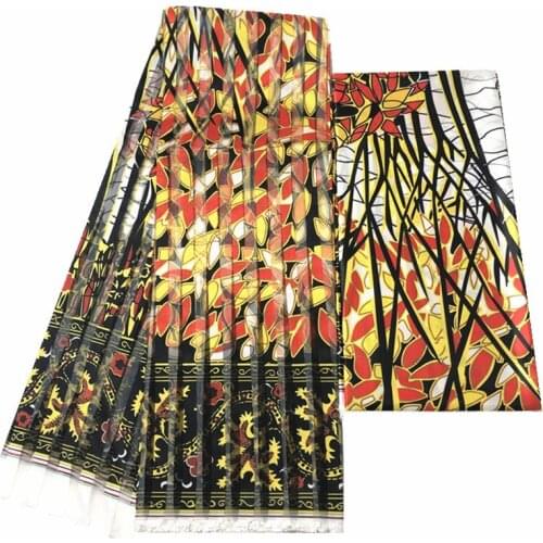 High quality digital Organza silk fabric 4 yards+2 yards of Chiffon ankara african print fabric satin silk fabric silk fabric