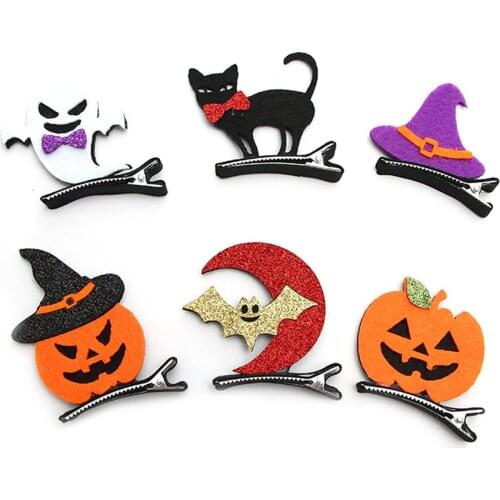 2020 Halloween Christmas Xmas Children Hairpins Pumpkin Bats Funny Baby Hairpins Halloween Ball Dress Up Stereo Hair Clips AA064