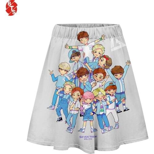 Kpop Bang Store Seventeen 3D Printed Skirts for Women Fashion Casual Short Skirts 2019 Hot Sale Trendy Streetwear Summer Wear