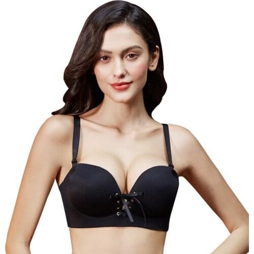 CYHWR Add Two Cups Bras Brassiere for Women Push Up Padded Unlined Detachable shoulder strap Two ways of wearing
