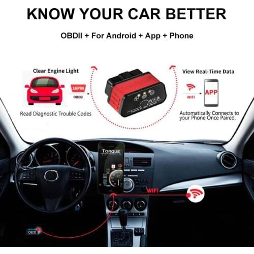 0.75 Watts KW903 WiFi Car Auto Fault Detector Scanner Diagnostic Tool for IOS & Android Internal Electronic Component Plastic