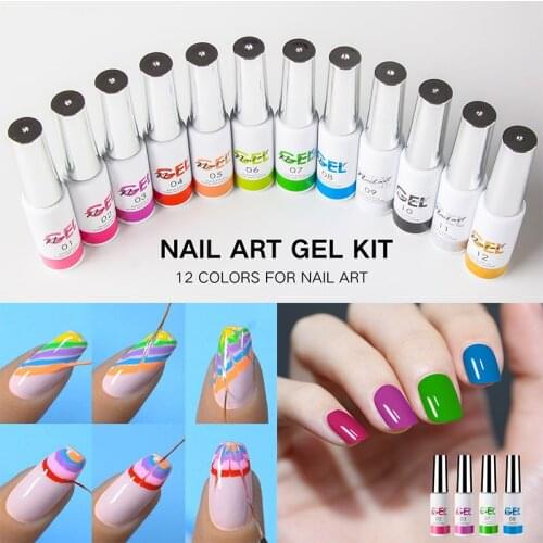 12Colors Pull-Line/Painting Gel Nail Phototherapy Gel Polish For DIY Manicure Brushed Glue Varnish Soak Off Glue Set#GY026SI