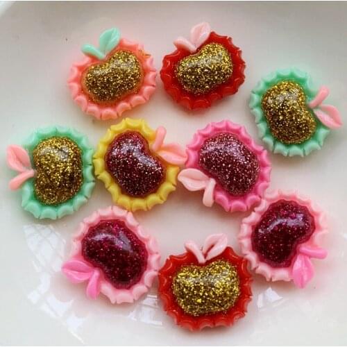 12PCS 19*21mm mixed color cartoon fruit resin clipbook accessories, can be used shoes hairpins and other DIY decorative crafts