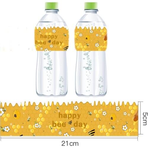Omilut 12pcs Bumble Bee Party Water Bottle Labels Honey Bee Baby Shower Favors for Fans Girls Boys Birthday Party Supplies
