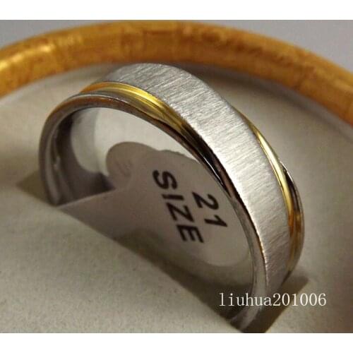 18 pcs Golden Line Mix Fashion Comfort Fit 8mm Stainless Steel Rings for men wholesale Jewelry Rings Lots