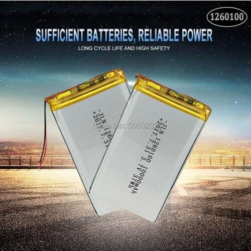2pc 3.7V 10000mAh Lipo Battery 1260100 Rechargeable Tablet Dvd Backup Power tablet, Laptop Vehicle Traveling Data recorder