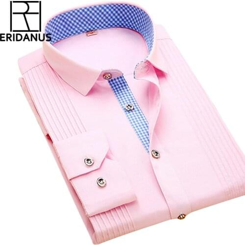 2016 Spring New Arrival Men Dress Shirts High Quality Male Long Sleeve Three Dimensional Married Groom Tuxedo Shirt S-4XL M024