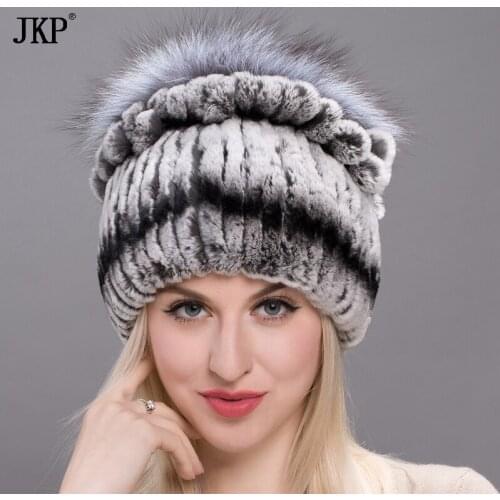 2021 Dot Rabbit Fur Hats Rex with Silver Fox Fur Super High Quality Womens Casual Leather Cap Caps Russian Leather HatsTXJ17-20