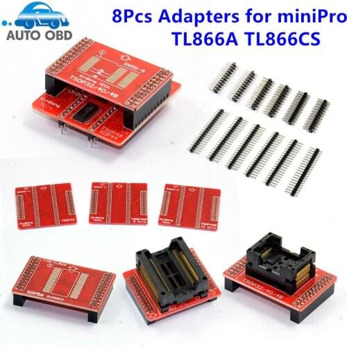 6PCS/Set Original Adapters TSOP32 TSOP40 SOP44 TSOP48 ZIF Adapter kits for MiniPro TL866 TL866A TL866CS Universal Programmer