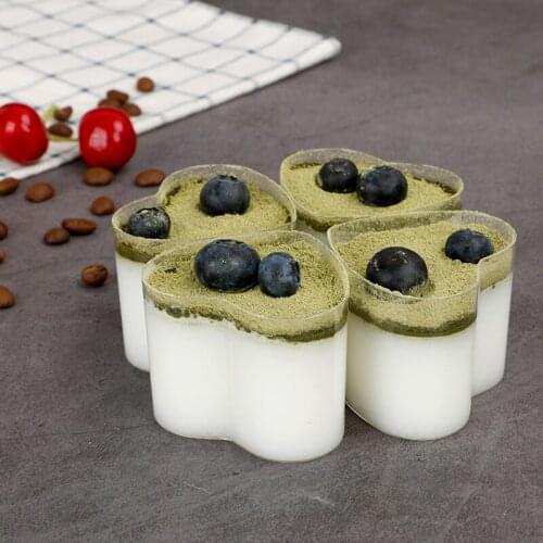 70/130/150ml Plastic Dessert Cup Transparent Mini Love Heart Pudding Cups Tableware Party Wedding Decoration Supplies