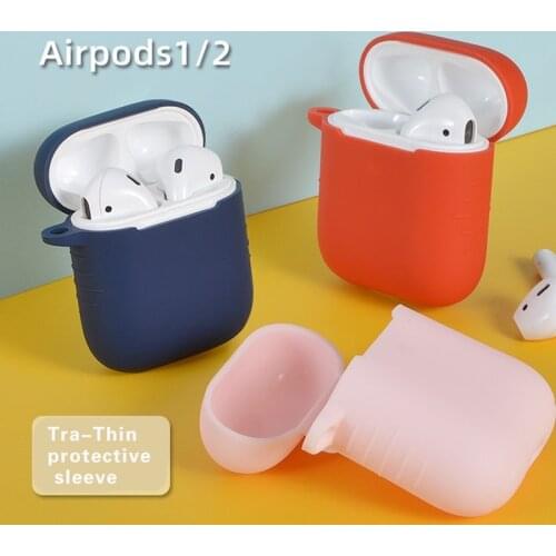 Airpods Bluetooth Headset Silicone Protective Cover Earphone Anti-fall Storage Cover Box Solid ColorE-4-C