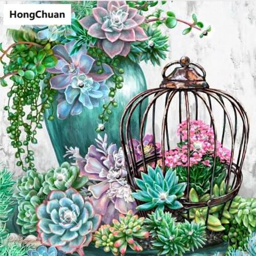 Fast delivery flower bird cagemural 5D DIY round/squarediamond painting embroidery mosaic cross stitch home decoration new year
