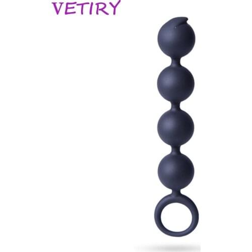 VETIRY Butt Plug Anal Beads with Pull Ring 4 Balls G-spot Prostate Massage Silicone Sex Toys for Women Men Sex Products