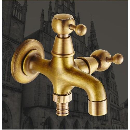 Antique Brass Finish Laundry Mop pool And Washing Machine Faucet Water Cold Tap Wall Mount Outdoor Garden Bibcock Faucet
