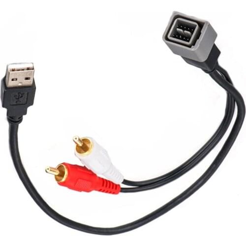 Car Radio USB Adapter Audio Cable USB Port Input Retention Cable 8-pin USB Port RCA Plug Aux Cable for Nissan Cube/ Juke/ Versa