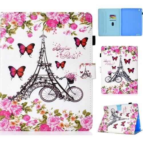 Case For Apple iPad 2 3 4 Case Fashion Tablet PU Leather Flip Stand Case For iPad2 iPad3 iPad4 Painted Cover Funda Skin Shell