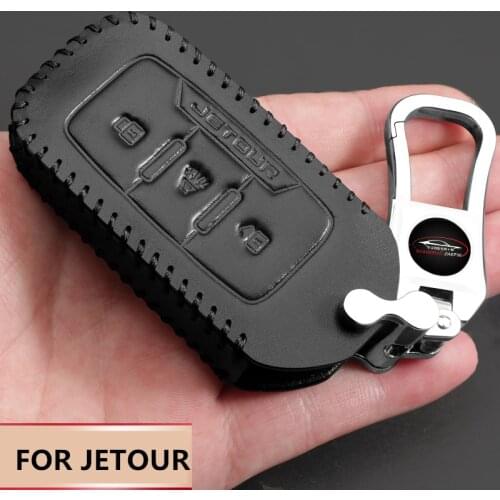 Top Layer Leather Genuine Leather Men Car Key Bag Case Cover Key Holder Chain For JETOUR X70 Jetour X90 Jetour X95