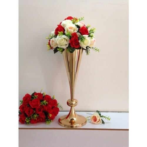 54cm /21.2" Wedding Road Lead Flower Shelf Gold Table Stand for Wedding Centerpiece Decoration flower vase Table Decoration