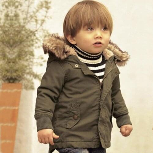 Kids fur coat classic gentleman style hooded warm coat for 3month-4years children toddler boy Winter thick coat jacket clothing