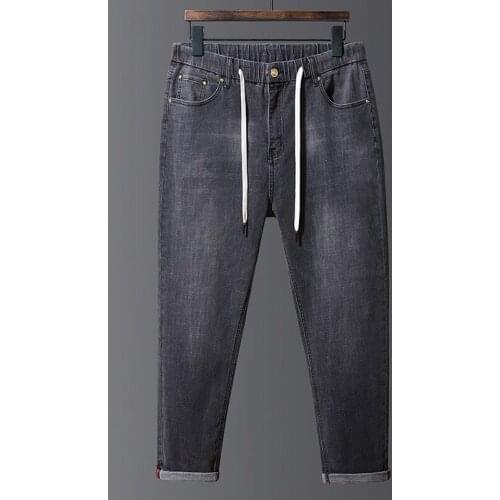 Autumn Winter Jeans Mens Clothing Elasticity Denim Pants Leisure Boyfriend Jean Plus Size 8XL Fashion Black Grey Mens Trousers