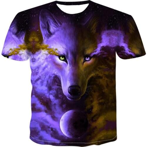 New Set Brand Mens Womens Wolf Animal-printed Summer T-shirt 3D Tees Fashion Tracksuit Streetwear Top Clothes