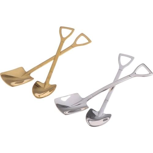 Creative Coffee Spoon Stainless Steel Dessert Ice Cream Spoon Tip Flat Shovel
