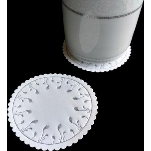 Round absorbent paper coasters 8.5cm white embossed paper coasters