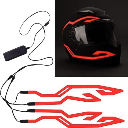 Motorcycle Helmet Light Strip LED Signal Sticker Flexible Night Riding EL Helmet Decoration Kit Accessories for Bike Purple Red