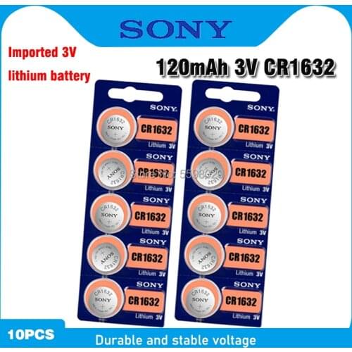 10pcs/lot sony CR1632 3V 100% Original Lithium Battery For Watch Remote Control Calculator CR1632 button cell coin batteries