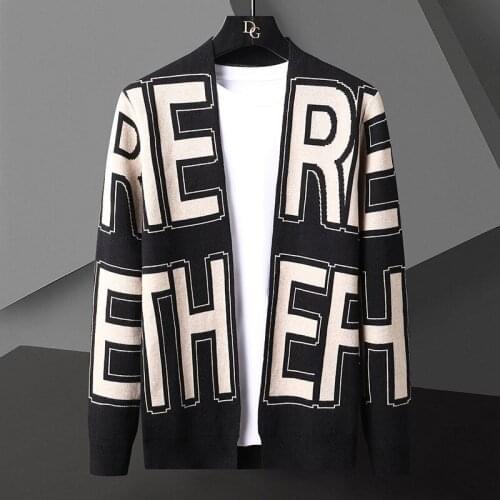 Autumn Trend Brand Fashion Knit Cardigan Jacket Men Sweaters British Designer Letter Cardigan Men Sweter De Hombre Men Clothing