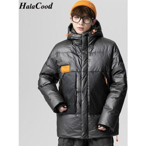 HALACOOD 2021 Winter Down Jacket Men Solid Casual Mid Parkas Mens Hooded Down Coats Brand Clothing Thick Warm Mens Windbreaker