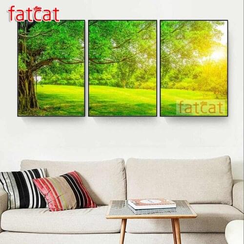 FATCAT Spring landscape nature diy 5d diamond painting full square round drill mosaic embroidery sale triptych kits AE2597