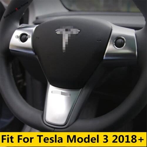 3pcs Carbon Fiber / Matte Steering Wheel Patch Decoration Cover Trim For Tesla Model 3 2018 - 2021 Interior Modified Accessories