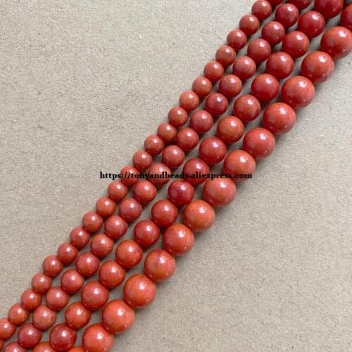 Natural Italian Orange Red Sardine Coral Round Loose Beads 15" Strand 4 5 6 7 8 9MM Pick Size For Jewelry Making