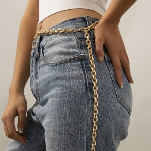 Punk Trend Temperament Chain Metal Body Chain Simple Long Imitation Pearl Pendant Waist Chain Female Wedding Banquet Jewelry